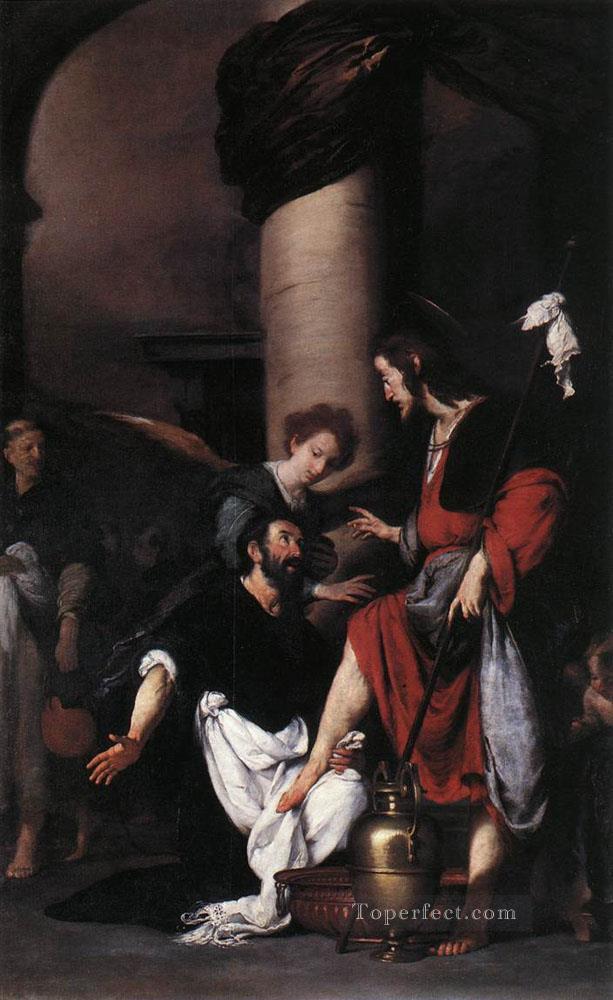 キリストの足を洗う聖アウグスティヌス イタリアの画家ベルナルド・ストロッツィ油絵